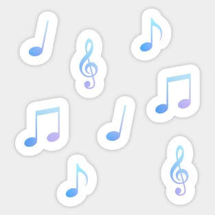 Pastel Gradient Music Notes Multipack Sticker